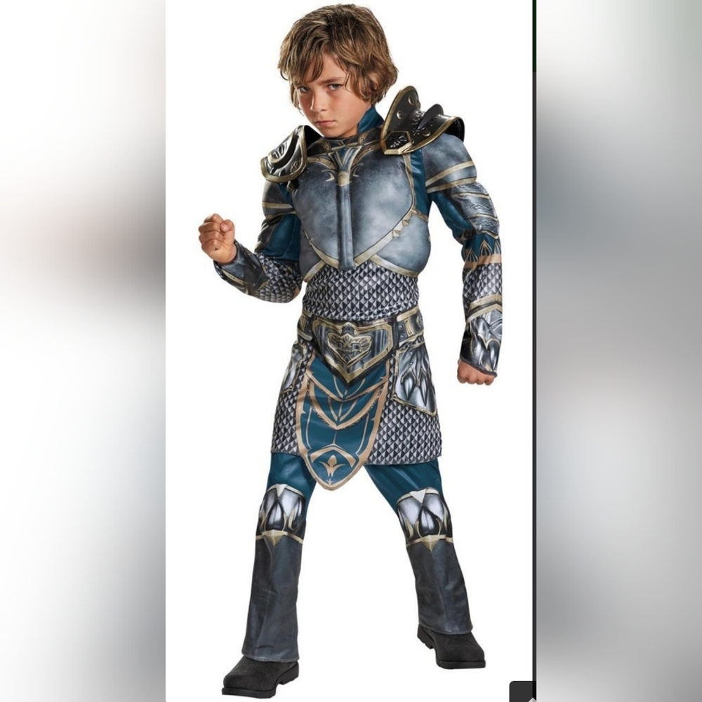 NEW World of Warcraft Boy's Lothar Classic Muscle Halloween Costume L(10-12) 